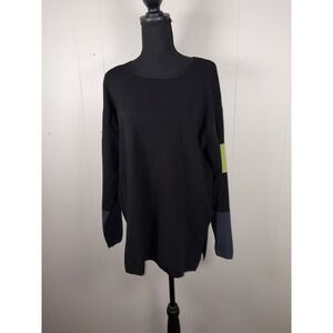debra deroo color block sweater black green silk nylon